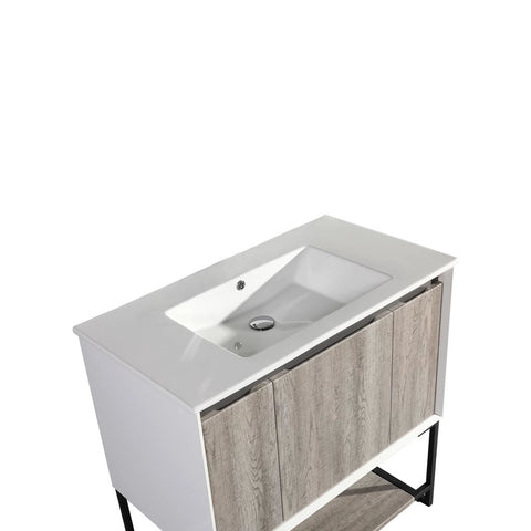 MARSEILLE 36" SINGLE, TWO DOORS, ONE DRAWER, OPEN SHELF BATHROOM VANITY