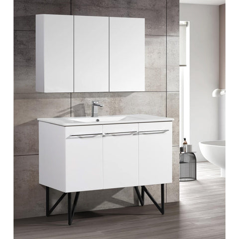 ANNECY 48" SINGLE, GLOSSY WHITE, TWO DOORS, ONE DRAWER, BATHROOM VANITY