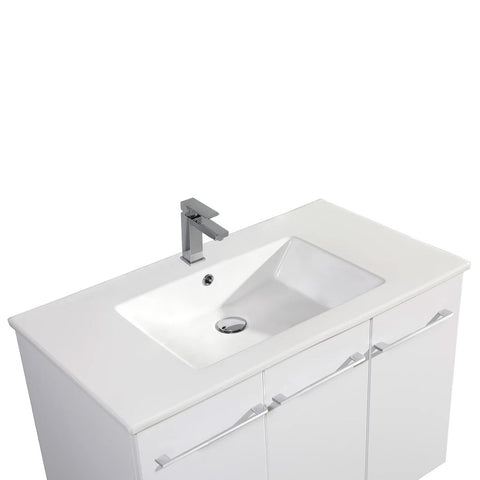 ANNECY 48" SINGLE, GLOSSY WHITE, TWO DOORS, ONE DRAWER, BATHROOM VANITY