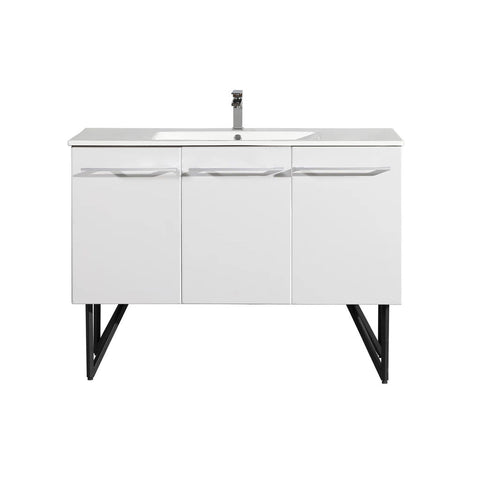 ANNECY 48" SINGLE, GLOSSY WHITE, TWO DOORS, ONE DRAWER, BATHROOM VANITY