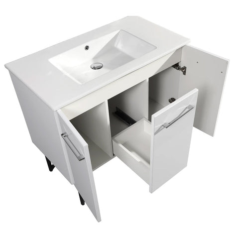 ANNECY 48" SINGLE, GLOSSY WHITE, TWO DOORS, ONE DRAWER, BATHROOM VANITY